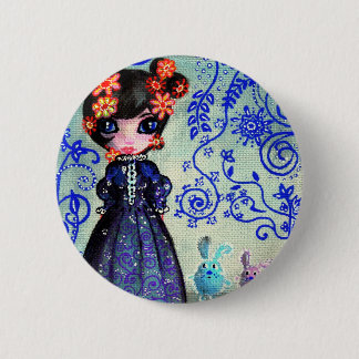 Badge Rond 5 Cm fille aux lapinous
