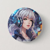 Badge Rond 5 Cm Fille avec casque (Devant)