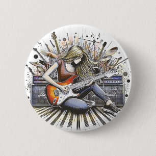 Badge Rond 5 Cm Fille avec des vibes musicales