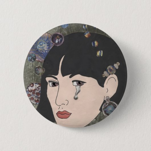 Badge Rond 5 Cm Fille avec des yeux de kaléidoscope (Devant)