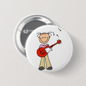 Badge Rond 5 Cm Fille avec le bouton de guitare (Devant & derrière)