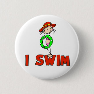 Badge Rond 5 Cm Fille avec le tube je nage le bouton