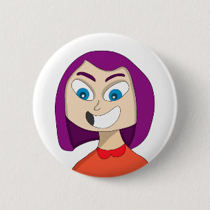 Badge Rond 5 Cm Fille avec un sourire contagieux