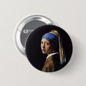 Badge Rond 5 Cm Fille avec une perle à oreille peinture (Devant & derrière)