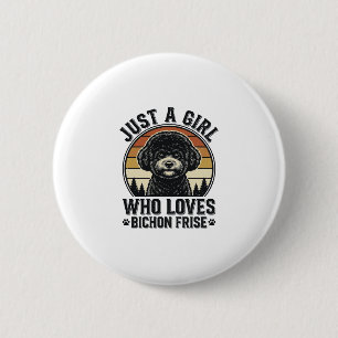 Badge Rond 5 Cm Fille Bichon Frise Chemise Vintage Amoureux de Chi