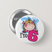 Badge Rond 5 Cm Fille blonde j'ai six ans (Devant & derrière)