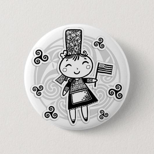 Badge Rond 5 Cm Fille bretonne (Devant)