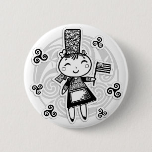 Badge Rond 5 Cm Fille bretonne