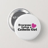 Badge Rond 5 Cm Fille catholique (Devant & derrière)