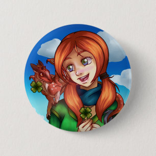 Badge Rond 5 Cm Fille chanceuse