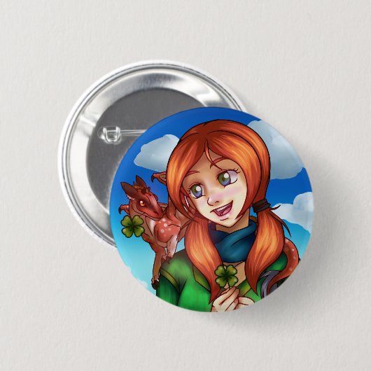 Badge Rond 5 Cm Fille chanceuse (Devant & derrière)