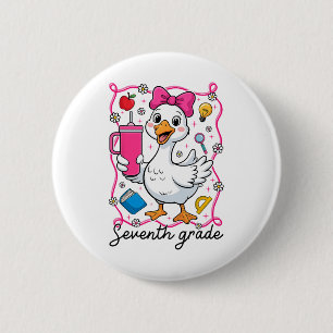 Badge Rond 5 Cm Fille Coquette Dinde 7e Année 1er Jour De
