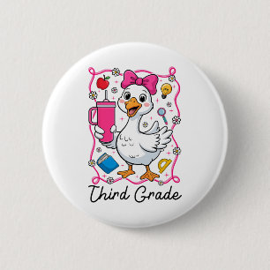 Badge Rond 5 Cm Fille Coquette Idiote 3e Année 1er Jour De