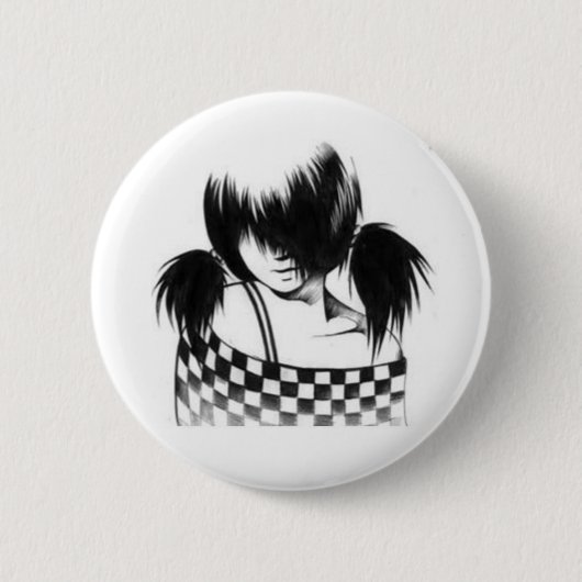 Badge Rond 5 Cm Fille Côté-Balayée de coups (Devant)