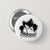 Badge Rond 5 Cm Fille Côté-Balayée de coups (Devant & derrière)