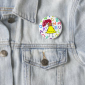 Badge Rond 5 Cm Fille d'alphabet (En situation)