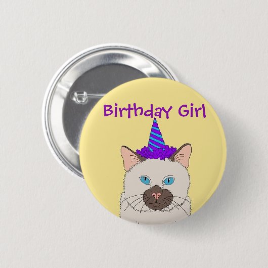 Badge Rond 5 Cm Fille d'anniversaire (Devant & derrière)