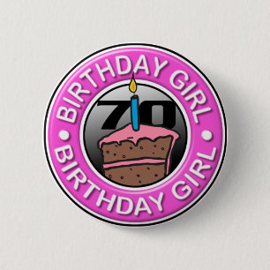 Badge Rond 5 Cm Fille d'anniversaire 70 années de bouton