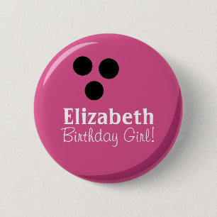 Badge Rond 5 Cm Fille d'anniversaire de la boule rose personnalis
