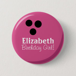 Badge Rond 5 Cm Fille d'anniversaire de la boule rose personnalisé