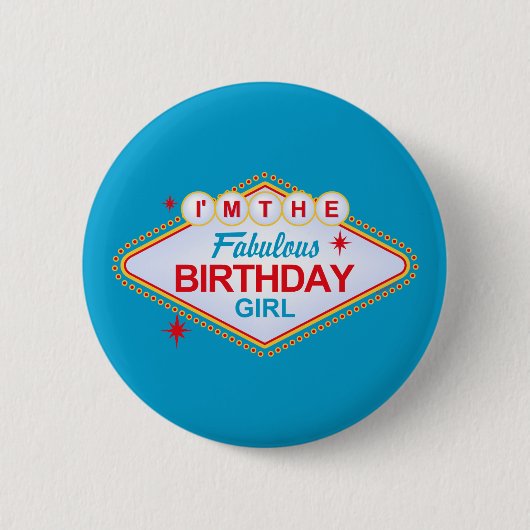 Badge Rond 5 Cm Fille d'anniversaire de Las Vegas (Devant)