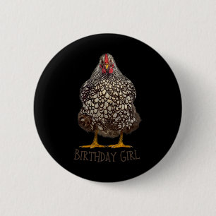 Badge Rond 5 Cm Fille d'anniversaire de poulet Propriétaire de pou