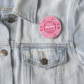 Badge Rond 5 Cm Fille d'anniversaire -effet tampon en caoutchouc b (En situation)