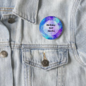 Badge Rond 5 Cm Fille d'anniversaire - Espace de galaxie violette (En situation)