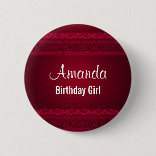 Badge Rond 5 Cm Fille d'anniversaire mystérieuse Arrière - plan ro