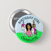 Badge Rond 5 Cm Fille d'anniversaire Personnaliser Bouton Princess (Devant & derrière)