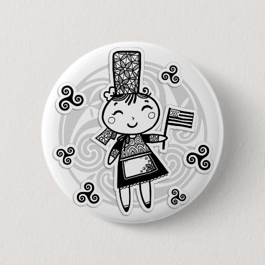 Badge Rond 5 Cm Fille de Bretonne (Devant)