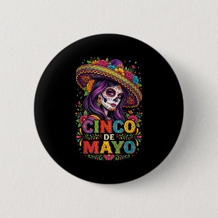 Badge Rond 5 Cm Fille de Cinco de Mayo fête mexicaine 5 de mayo fe