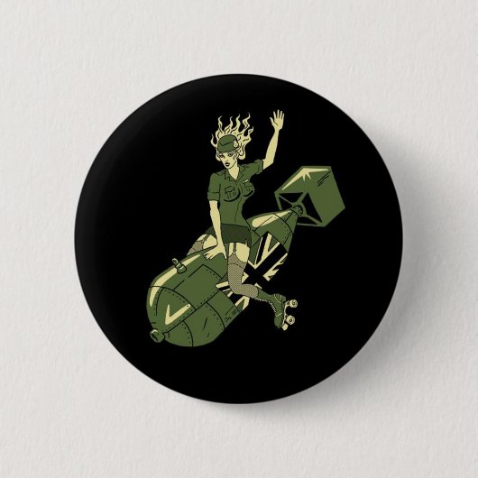 Badge Rond 5 Cm Fille de Derby de rouleau (Devant)