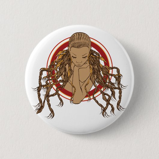 Badge Rond 5 Cm Fille de Dreadlock (Devant)