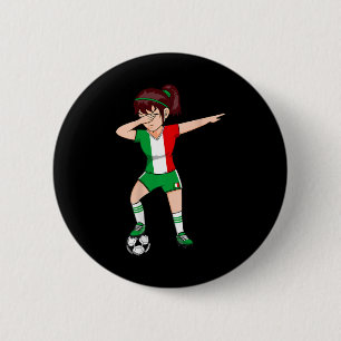 Badge Rond 5 Cm Fille de football qui Dabbing Italie Maillot Footl