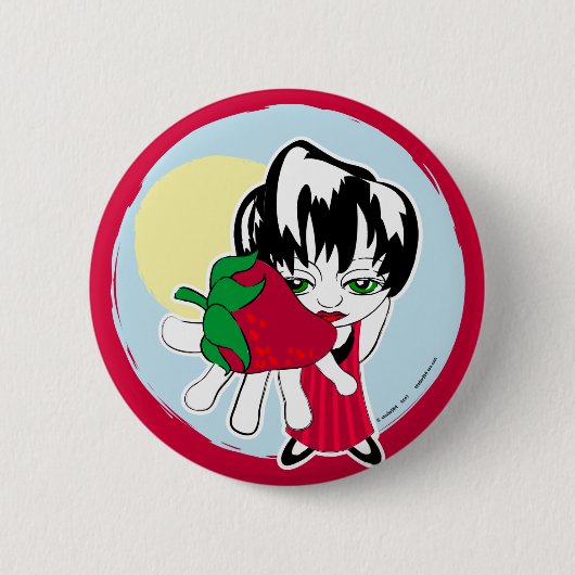 Badge Rond 5 Cm fille de fraise pour toujours (Devant)
