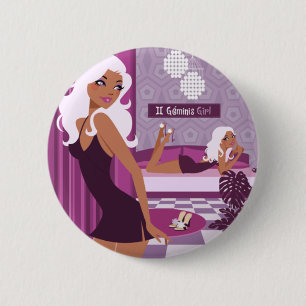 Badge Rond 5 Cm Fille de Geminis