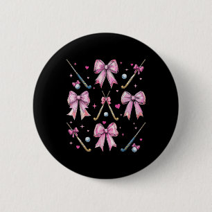 Badge Rond 5 Cm Fille de hockey sur gazon Coquette Bow Rose Maman
