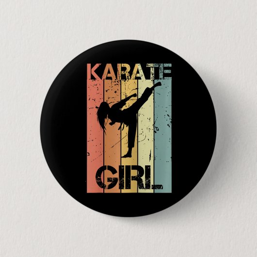 Badge Rond 5 Cm Fille de karaté  (Devant)