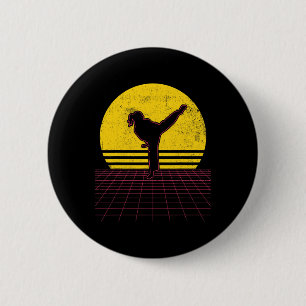 Badge Rond 5 Cm Fille de karaté vintage