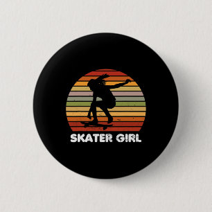 Badge Rond 5 Cm Fille de l'art cool skater planche à roulettes ska