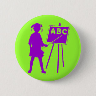 Badge Rond 5 Cm Fille de l'école vintage