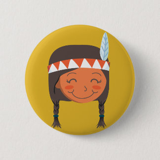 Badge Rond 5 Cm Fille de Natif américain