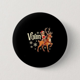 Badge Rond 5 Cm Fille de pin up de renne de Noël Vixen vintage pèr