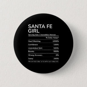 Badge Rond 5 Cm Fille de Santa Fe drôle de ville natale du Nouveau