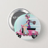 Badge Rond 5 Cm Fille de scooter (Devant & derrière)