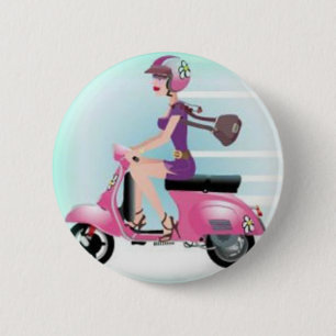 Badge Rond 5 Cm Fille de scooter