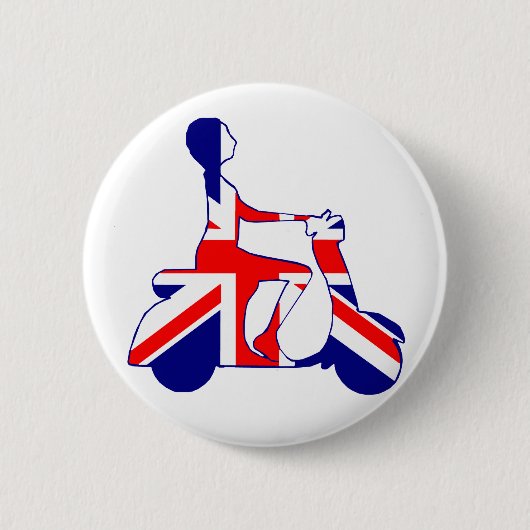 Badge Rond 5 Cm Fille de scooter d'Union Jack (Devant)