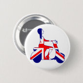 Badge Rond 5 Cm Fille de scooter d'Union Jack (Devant & derrière)