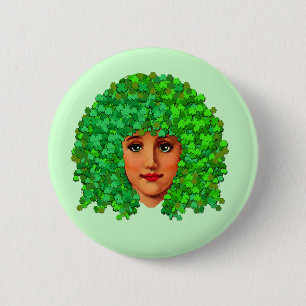 Badge Rond 5 Cm Fille de shamrock